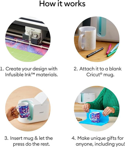 Cricut Mug Press + 4 Blank Mugs (12oz each)