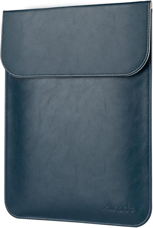 Allinside 13-13.3 inch Laptop Sleeve Case for MacBook Pro 14 2021-2024/MacBook Air 13 2010-2017/MacBook Pro 13 2010-2015, Waterproof PU Leather Laptop Sleeve Bag Protective Vertical Case Cover, Blue