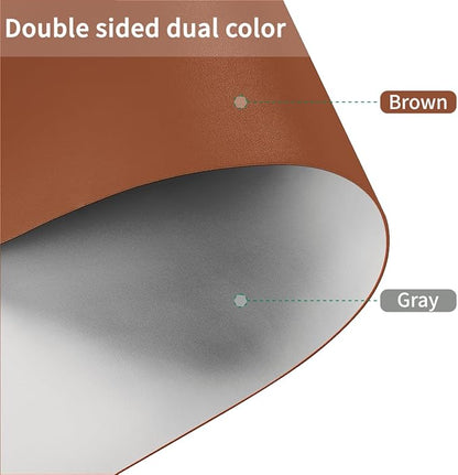 Leather Table Cover,1.8mm Thick,24x60 Inch Desk Cover,Large Desk Mat,Table Protector,Table Cover Protector,Desk Protector,Table Pad,(Brown+Gray,24x60)