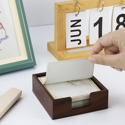 Buqoo Wooden Sticky Note Holder, Self-Stick Note Holder Memo Holder Paper Dispenser Organizer Sticky Notes Cube Holder for School Office Home Desk (3.9 x 3.8 x 1.3 Inches)