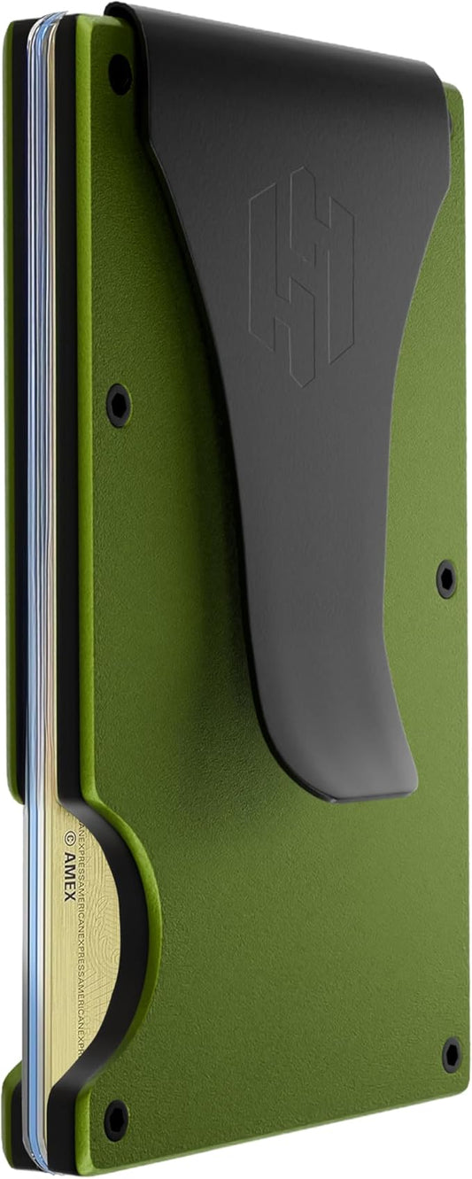 Hayvenhurst Wallet For Men - Reinvented Design Men's Wallet - Slim, Minimalistic & Seamless, Blocks RFID Scanners with a Money Clip (Matte Olive) | Reinvented Design, Slim, Minimalistic, Seamless, Blocks RFID Scanners, with a Money Clip