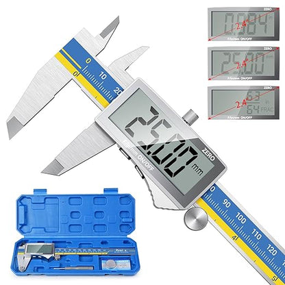 Preciva Digital Caliper, Stainless Steel Vernier Caliper Digital, Micrometer Calipers with Large LCD Screen, Auto-Off Feature, Inch Millimet Conversion, 6 Inch Caliper Tools for DIY/Household
