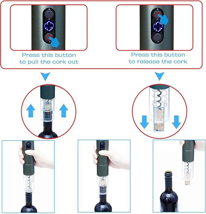 Electric Wine Bottle Opener Automatic Wine Opener Electric Corkscrew with Foil Cutter,Wine Pourer,Wine Stopper,USB-C Charge Cable, Christmas Gifts for Women Men Adults(Gray)