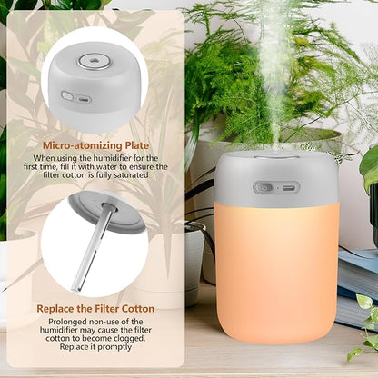 Portable Small Humidifier, 650ml Colorful Mini Humidifier for Bedroom, Office Desktop, Baby Room, Plants, Cool Mist Humidifiers(Light Gray)