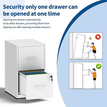 2-Drawer Locking Vertical File Cabinet, Metal Storage Cabinet for Office/Home – Secure Vertical Filing for Letter/Legal/A4/F4 Documents, Easy to Assemble Steel Cabinet