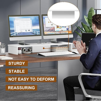 TV Riser Stand with LED Lights, 42.5" Super Large Monitor Stand Riser, Tabletop TV Stand Riser for Desk, Desk Shelf for Top of Desk, Desktop Organizer for Computer, TV, Laptop, Printer