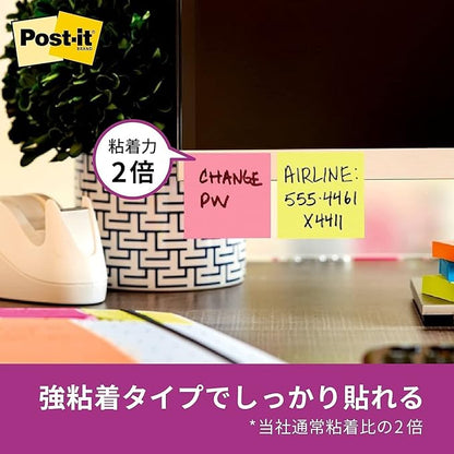 3M 654-5SSPOP-APF Post-it Strong Adhesive Sticky Notes, Pop-up Notebook, Refill, Multicolor, 4 Colors, Pack of 5