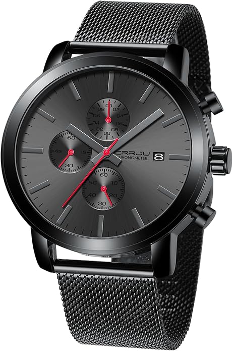 CRRJU Mens Stylish Casual Quartz Watches for Men Luxury Waterproof Calendar Chronograph Japan Movement Wristwatches