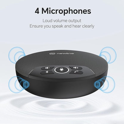 N newline USB Conference Microphone Speaker with Dongle, Bluetooth Speakerphone, 360° Voice Pickup, 4 Mics, Portable USB Speakerphone w/Noise Reduction for Home Office, Meeting Teams, Zoom, NewPie 30