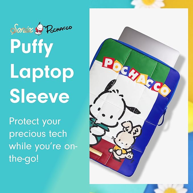 Sonix x Sanrio | Puffy Laptop Sleeve | 15-16 Inch, Quilted Pillow Puffer Laptop Carrying Case, Computer Sleeve | Classic Pochacco
