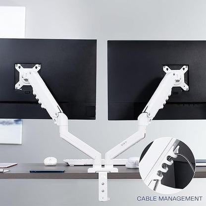 VIVO Aluminum Articulating Dual Monitor Arm for 13 to 30 inch Screens, Desk Mount Tension Spring Monitor Stand for 2 Screens, White, STAND-V102OW