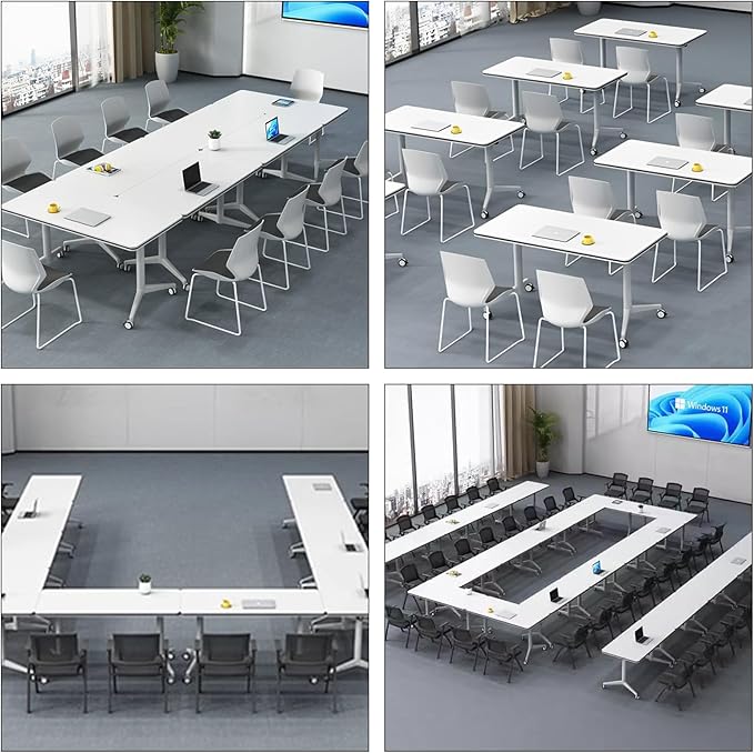 Conference Room Table, Folding Conference Table with Flip-Top Design, Mobile Seminars Dynamic Meetings Training Tables for Offices, Classrooms, and Meeting Room (10, 1915, 70.8)