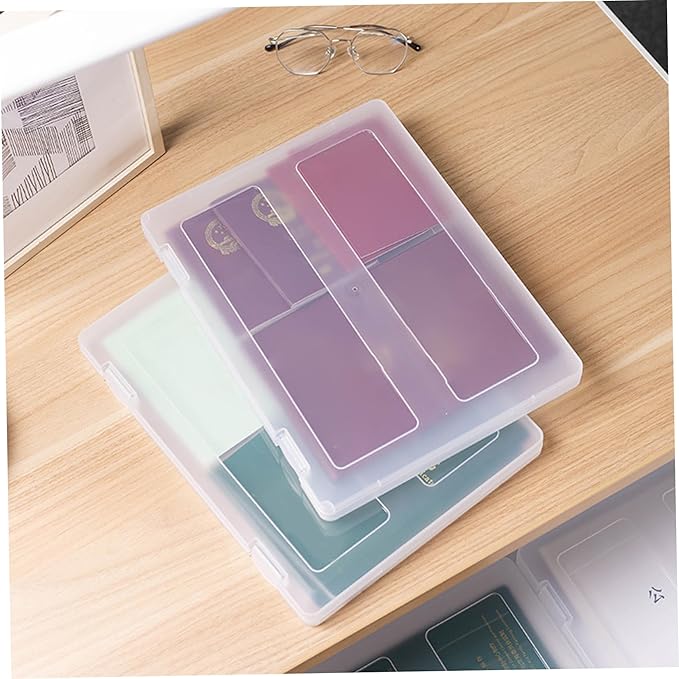 Clear File Box, 4Pcs Clear Plastic File Box A4 Document Portable Project Case Paper Storage Container for Magazine, Scrapbook, Office School Supplies