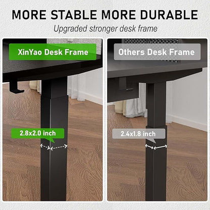 XINYAO Standing Desk with 5 Drawers, 63 x 30 Inch Electric Height Adjustable Stand Up Desk, Ergonomic Table with Storage Larger Desktop, Computer Workstations