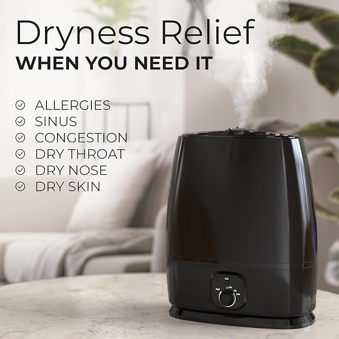 Everlasting Comfort 6L Humidifiers for Bedroom, Quiet 50HR Runtime No-Filter Supersized Cool Mist Humidifier Large Room for Whole House, Plants, Baby Nursery, Allergies, Dry Skin, Congestion, Indoor