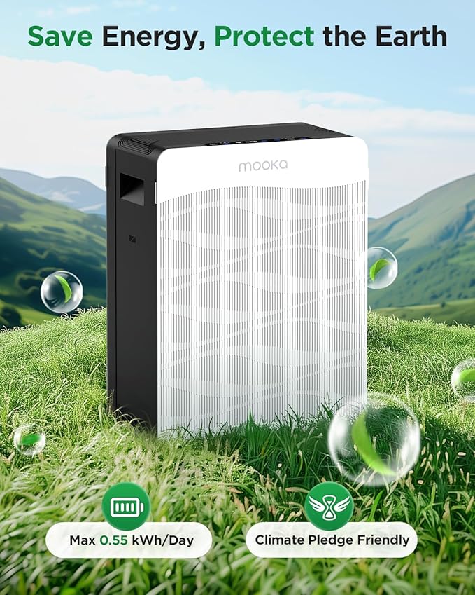 Air Purifier for Home Large Room 2800 Ft², MOOKA H13 True HEPA Double-Sided Air Purifiers for Home Pets with Washable Filters, PM 2.5 Air Quality Sensor, Air Filter Cleaner for Bedroom, Dorm, Office