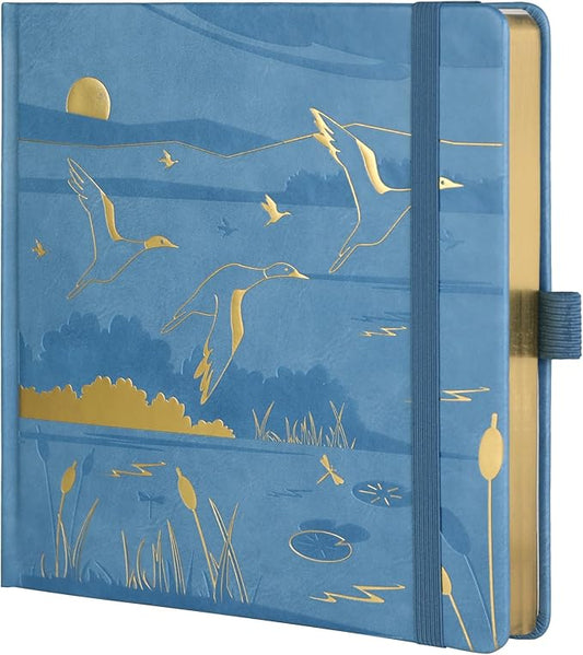 TIEFOSSI Dotted Journal Notebook, Dot Grid Notebook for Women Men, Hardcover PU Leather Journal, 160 GSM Thick Paper, 160 Numbered Pages with Gold Edges, 8 x 8 Square Diary