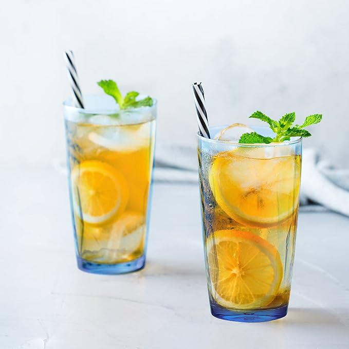 Unbreakable Plastic Drinking Glasses [Set of 6] Shatterproof Tumblers, Reusable Glass Cups, Dishwasher Safe (16 Ounces)