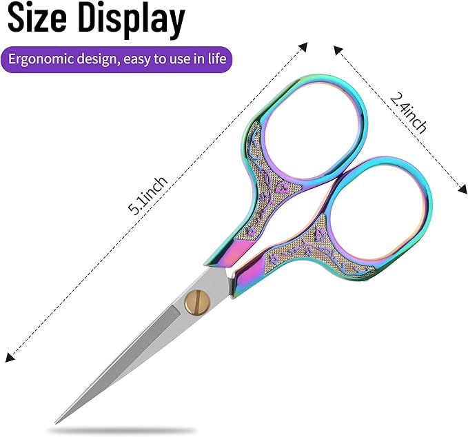 Small Gold Scissors-5 Inch Vintage Precision Scissors-Ultra Sharp Blade Shears,scotch scissors for Office Home School Sewing Fabric Craft Hair trimming,Facial,Beard,Eyebrow