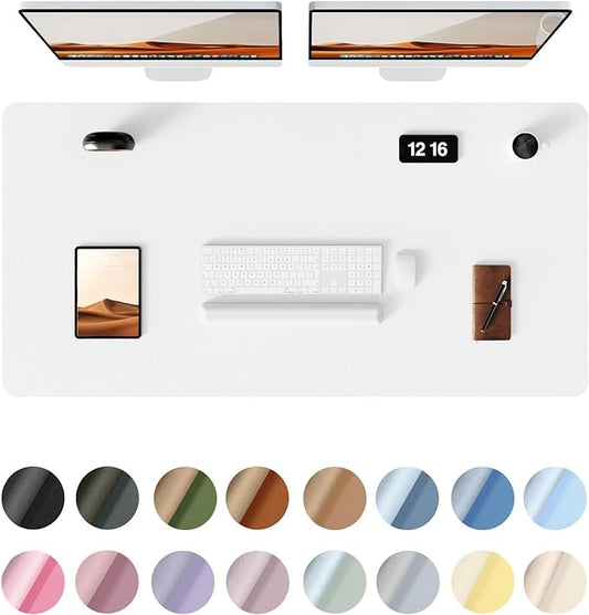 YSAGi Leather Desk Protector, Office Mat, Large Mouse Mat, Non-Slip PU Leather Blotter, Laptop Desk Pad, Waterproof Writing Pad for Office and Home (White, 47.2" x 23.6")