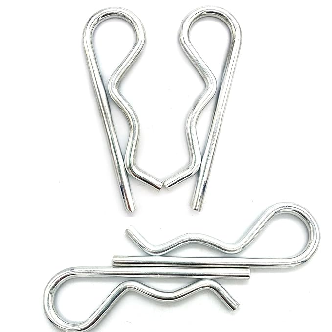 2 Pcs Heavy Duty Hitch Pins Clip R Clips Spring Retaining Wire Hair Pins Cotter Pin Strong Spring Tension Large Carter Pin R Clip Large for Trailer Tractors Mower Carts Truck Pin Clip M6x110mm