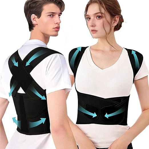 Posture Corrector for Women and Men Back Brace Support Device Shoulder Straightener Hunchback Adjustable Upper Comfy Correction Lightweight Pain Relief Scoliosis Lumbar Spine Upgraded Black