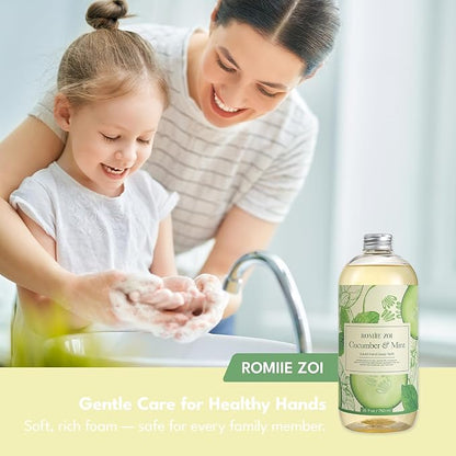 ROMIIE ZOI Liquid Hand Soap Refill, Cucumber & Mint, Gentle & Moisturizing Formula, 750 ML/ 26 FL OZ