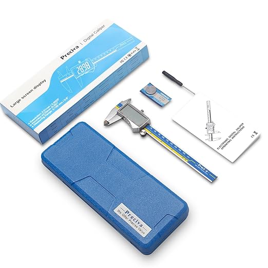 Preciva Digital Caliper, Stainless Steel Vernier Caliper Digital, Micrometer Calipers with Large LCD Screen, Auto-Off Feature, Inch Millimet Conversion, 6 Inch Caliper Tools for DIY/Household