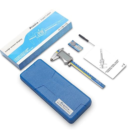 Preciva Digital Caliper, Stainless Steel Vernier Caliper Digital, Micrometer Calipers with Large LCD Screen, Auto-Off Feature, Inch Millimet Conversion, 6 Inch Caliper Tools for DIY/Household