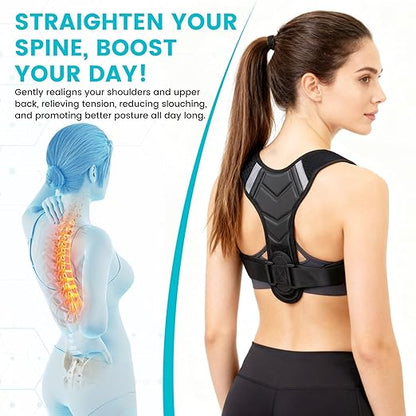 Posture Corrector for Men & Women, Adjustable Back Brace & Straightener for Office, Home & Daily Use, Relieve Back Pain, Prevent Hunching & Slouching, Comfortable & Breathable, M