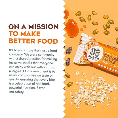88 Acres Granola Bars | Gluten Free, Nut-Free Oat and Seed Snack Bar | Vegan & Non GMO | 6 Pack (Cinnamon Maple)
