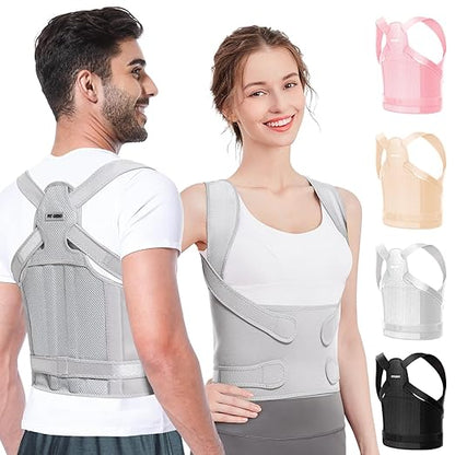 Fit Geno Back Brace Posture Corrector for Men & Women: Shoulder Straightener Adjustable Full Back Support Pain Relief - Scoliosis Hunchback Spine Corrector (Large/X-Large)