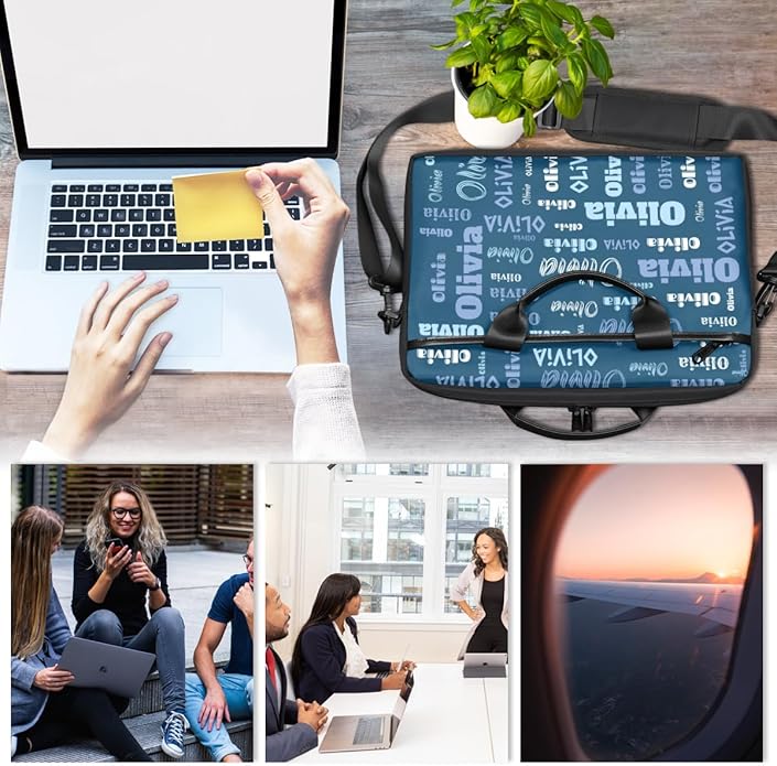 Custom-Laptop-Bag 15 Inch with Name Photo Personalized-Computer-Shoulder-Case Briefcases for Women Men Business