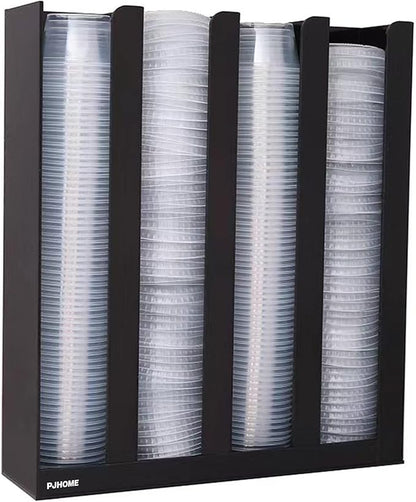 PJHOME Portion Sauce Cup Lid Organizer 4 Compartments Plastic Sauce Cup Holder for Counter Wall Mount Disposable Cup and Lid Storage Restaurant Supplies