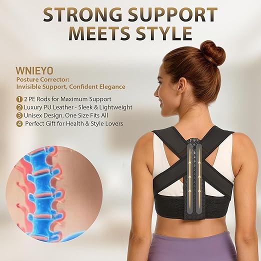 WNIEYO Posture Corrector for Women and Men Back Brace for Women Back Straightener for Effective Lower Back Pain Relief, Scoliosis, and Better Posture Support(S/M)