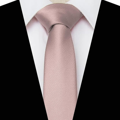 JEMYGINS 2.4" Solid Color Skinny Tie Slim Necktie for Men