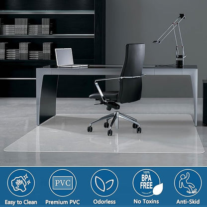 Chair Mat for Hardwood Floor, 48" x 36" Clear Desk Chair Mats, Easy Glide Plastic Mat for Under Office Chair, Rectangle
