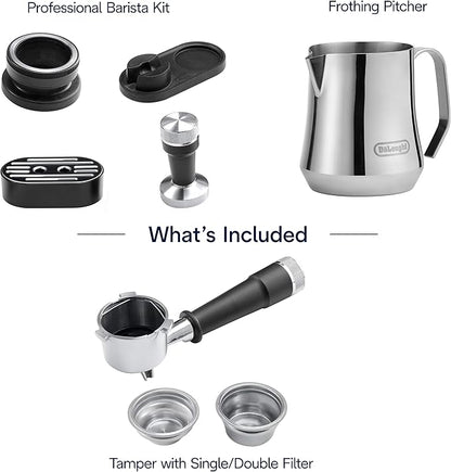 De'Longhi La Specialista Arte Evo Espresso Machine - Compact Cold Brew Coffee Maker with Grinder, Milk Steam Wand/Frother & Tamping Tools - Home Barista Kit for Lattes, Cappuccinos, Iced Coffee