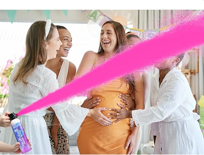 Gender Reveal Fire Extinguisher, Gender Reveal Color Smoke Powder Spray, 4 Pcs Pink Blaster Only for Baby Girl with Pink Smoke Suitable for Gender Reveal Party, 100% Biodegradable Party Supplies