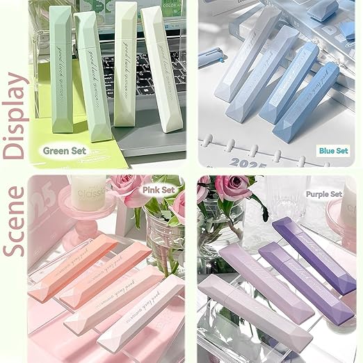 4PCS Double Sided Tape Pens, Double Sided Tape Roller, 6 mm x 196 Inch Gradient Color Glue Tape Roller, Adhesive Tape for Scrapbooking, Gift Wrapping, Photo Mounting, School Office & Crafts (Blue)
