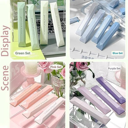 4PCS Double Sided Tape Pens, Double Sided Tape Roller, 6 mm x 196 Inch Gradient Color Glue Tape Roller, Adhesive Tape for Scrapbooking, Gift Wrapping, Photo Mounting, School Office & Crafts (Green)