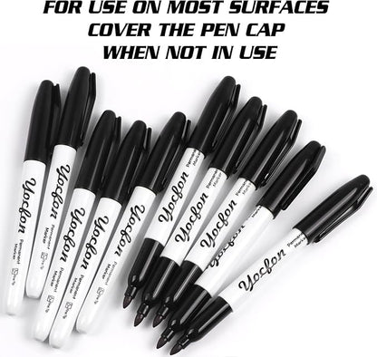 Permanent Markers, 72 Count Black Permanent Markers Set, Fine Tip, Waterproof Markers, Works On Plastic, Wood, Stone And Metal For Doodling, Marking