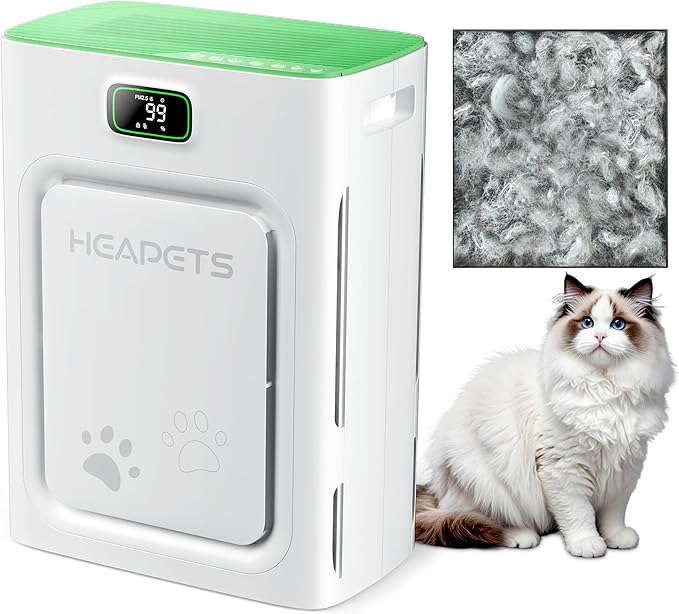 Pet Air Purifier for Home Large Room 2500 sq ft, H13 HEPA Washable Double-Sided Filter, Air Cleaner for Pet Hair Dander Odor Allergies Pollutant Smoke Dust, PM2.5 Air Quality Monitor, Auto Mode, Green