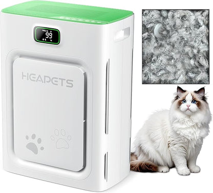 Pet Air Purifier for Home Large Room 2500 sq ft, H13 HEPA Washable Double-Sided Filter, Air Cleaner for Pet Hair Dander Odor Allergies Pollutant Smoke Dust, PM2.5 Air Quality Monitor, Auto Mode, Green
