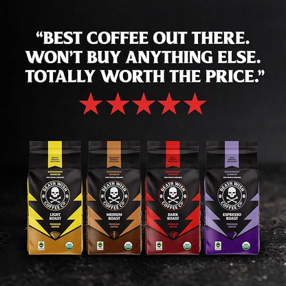 Death Wish Coffee, Organic and Fair Trade Dark Roast Ground Coffee, 16 oz
