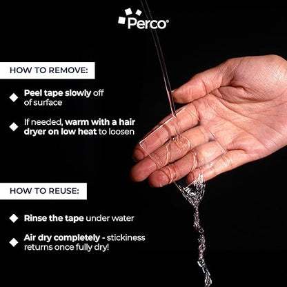 Perco Nano Double Sided Tape Squares, Clear Tape, 15 3"x3" Pre-Cut Mounting Squares – Heavy Duty Adhesive for Wall Décor, Mirrors, Photo Frames, Hanging, Crafts, DIY, Industrial Use, Home Projects