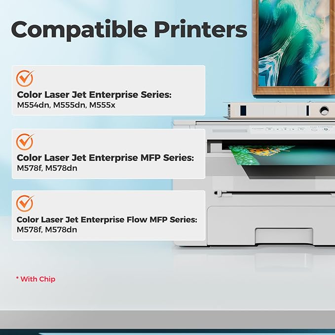 212A Toner Cartridge M554dn W2120A W2121A W2122A W2123A Compatible for HP 212A Toner Cartridge with Chip for Color Laserjet Enterprise M554dn M555dn, MFP M578f, Flow MFP M578z, HP212A 212X, 4 Pack