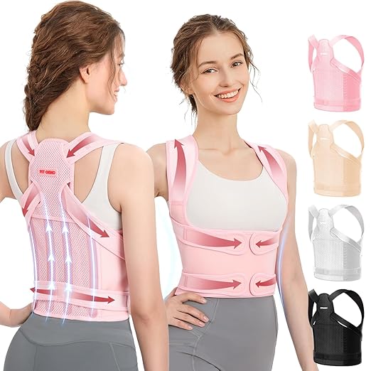 Fit Geno Back Brace Posture Corrector for Women: Shoulder Straightener Adjustable Full Back Support Upper and Lower Back Pain Relief - Scoliosis Hunchback Hump Thoracic Spine Corrector Large