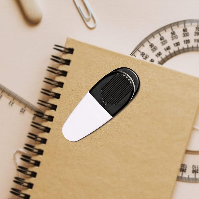 10 Magnetic Memo Holders Set - Large Clip, Plastic - White Black