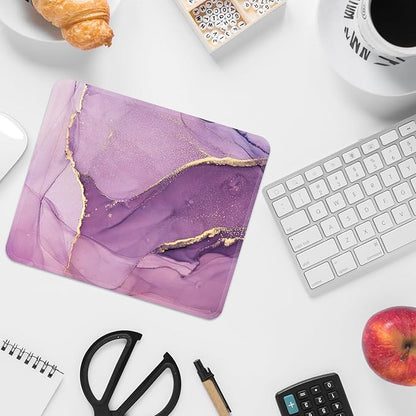 Square Mouse Pad with Stitched Edge, Premium Mousepad Washable Cloth. Computer Mouse Pad with Non-Slip Rubber Base, Mouse Pads for Computers Laptop Mouse 9.25x7.75x0.12 inch-Purple Marble
